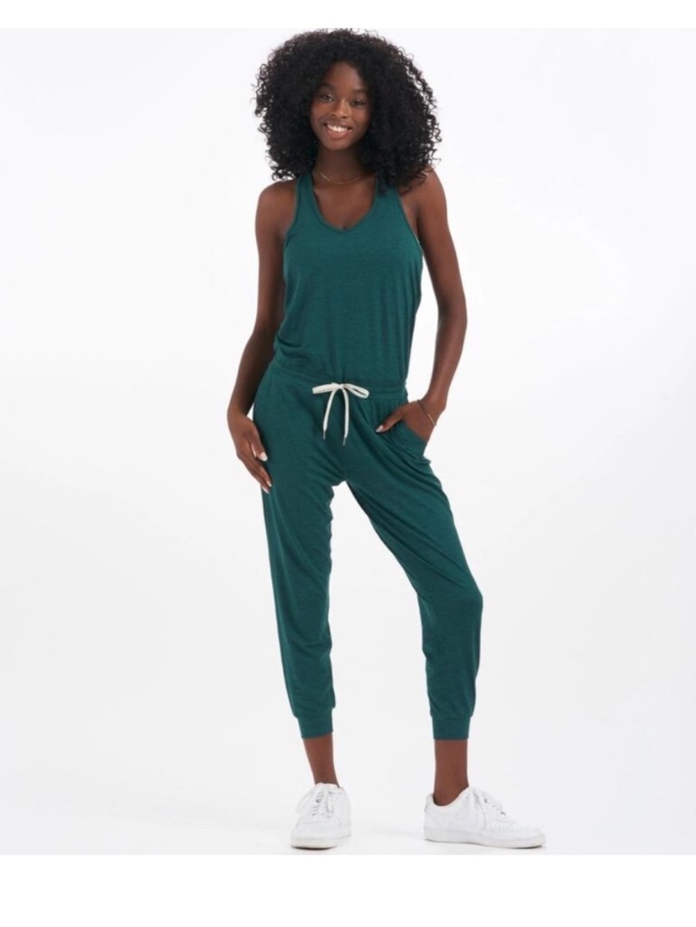 Vuori Mudra Plyo Lux Green One Piece Jumpsuit Racerback Athletic Jogger small